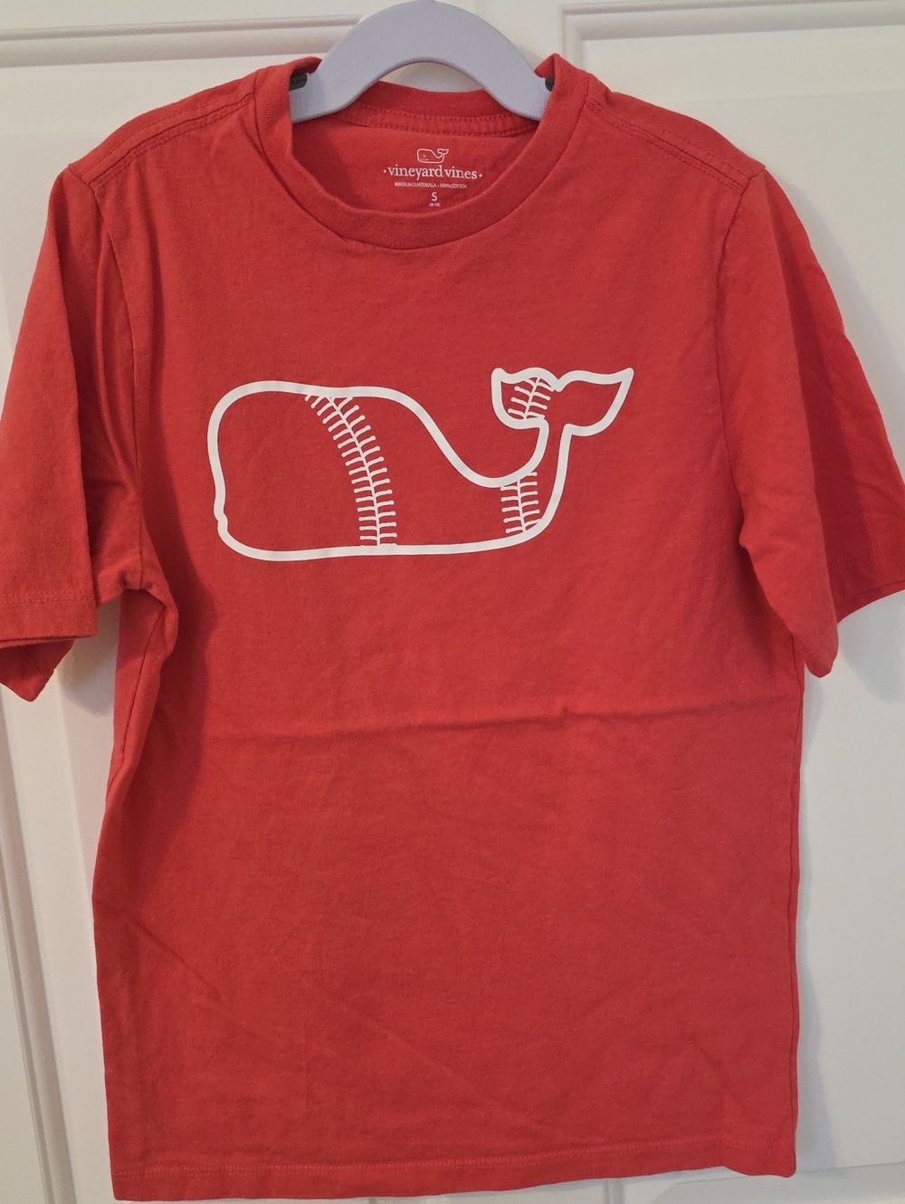 Worn Once Like New Boys  Vineyard Vines Red Whale Logo Baseball Tee Size S(8-10)